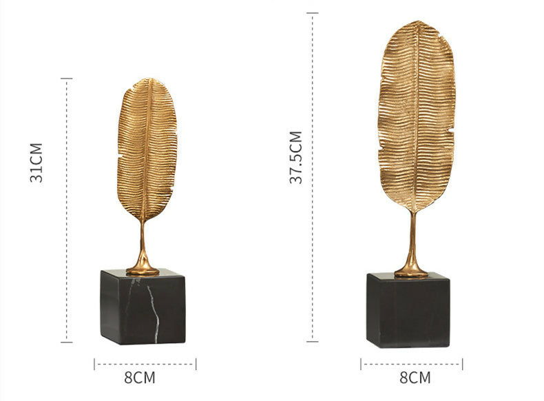 Anyhouz Gold Feather Sculptures Tabletop Home Decor