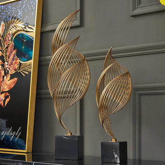 Anyhouz Spiral Leaves Luxury Gold Metal Tabletop Home Decor