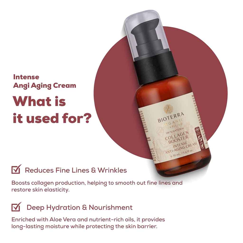 Bioterra Organic Collagen-Boosting Anti-Aging Face Cream – 50 ml | Smooths & Firms Skin