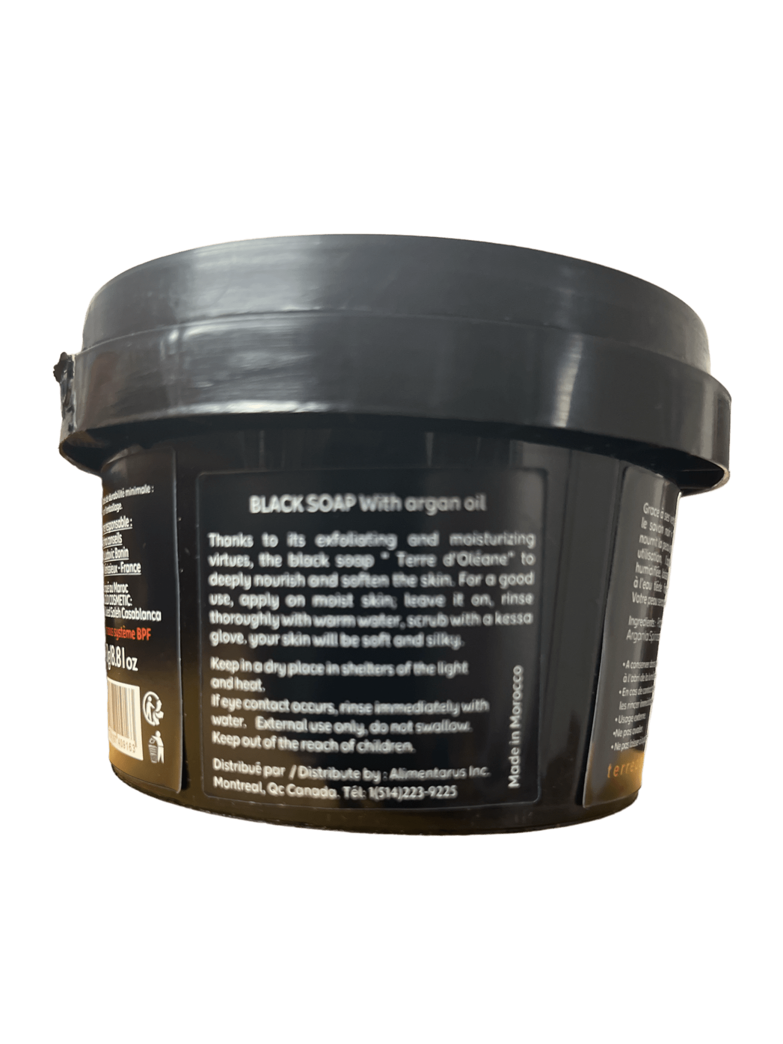 Black Soap Natural Olive oil  Terre d’Oleane 250g