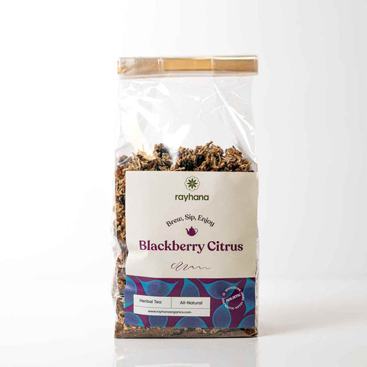 Blackberry Citrus Herbal Tea – Rayhana Organics – Dried Fruit Blossoms