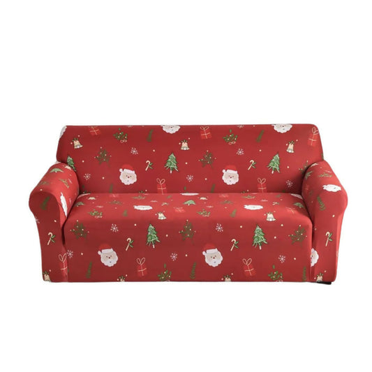 Anyhouz Sofa Cover Red Christmas Tree Santa Claus Design Stretchable Non Slip Slipcover