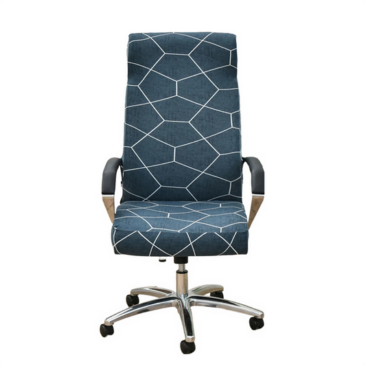 Anyhouz Office Chair Cover Blue Green Pattern Non-Slip Rotating Seat