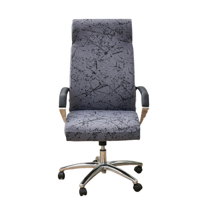 Anyhouz Office Chair Cover Dark Grey Scratch Design Non-Slip Rotating Seat