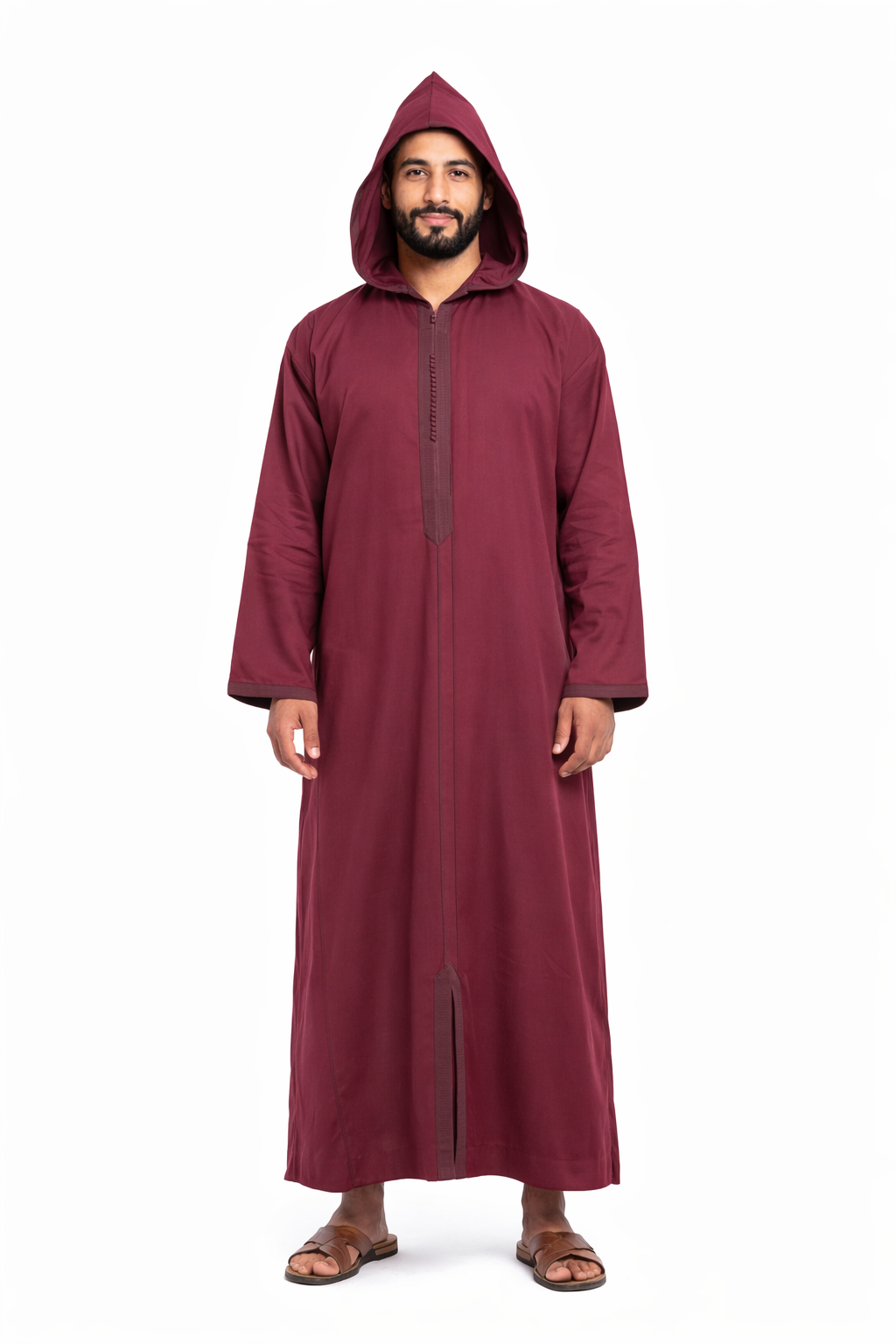 Authentic Handcrafted Moroccan Djellaba – Premium Mlifa Fabric – Bordeaux