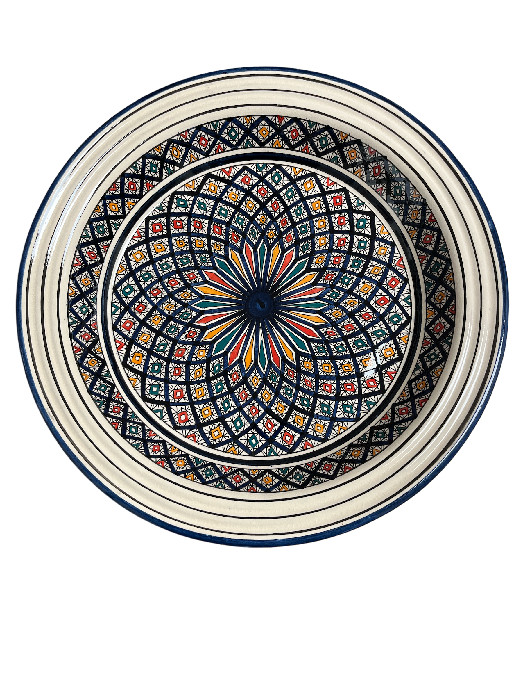 Kasriya Clay Plate Guessaa Decorated 40 cm Pottery ZaytunaMart.ca