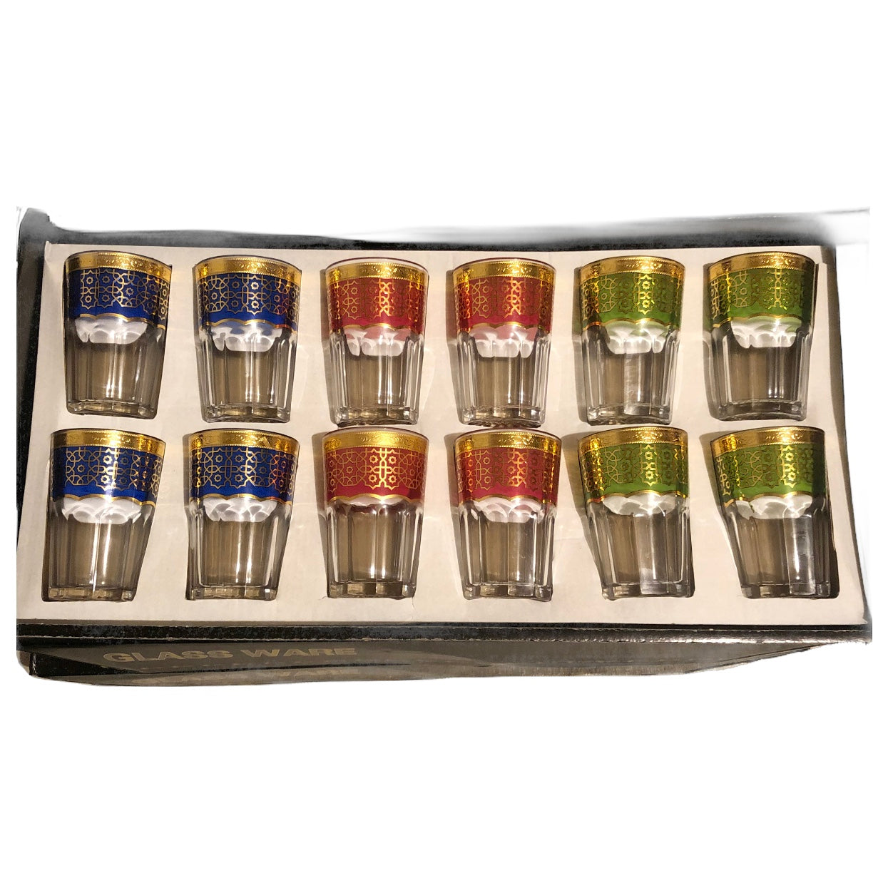 VERRE THÉ LARGE x 12 (Multicolor Tea Glasses 12pc)