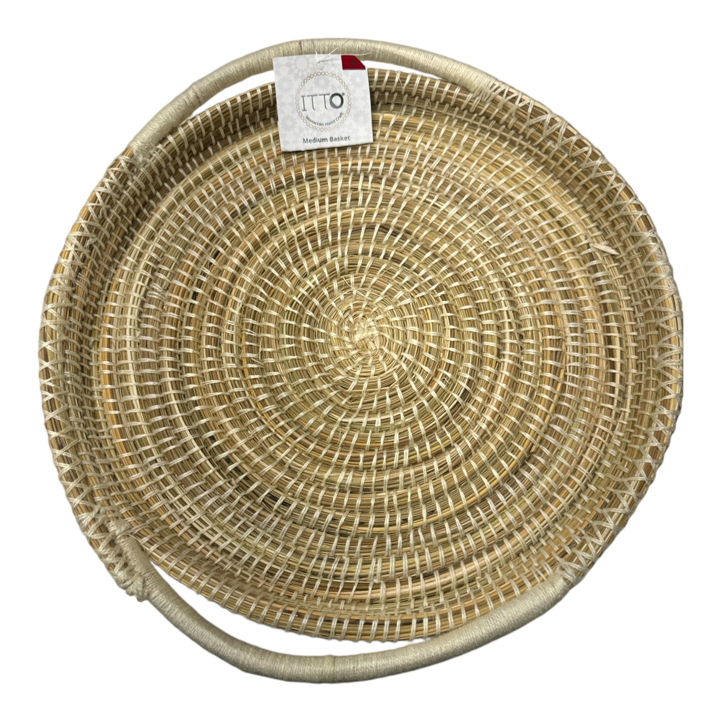 ITTO Panier marocain artisanal moyen rond avec poignées 36cm/14"