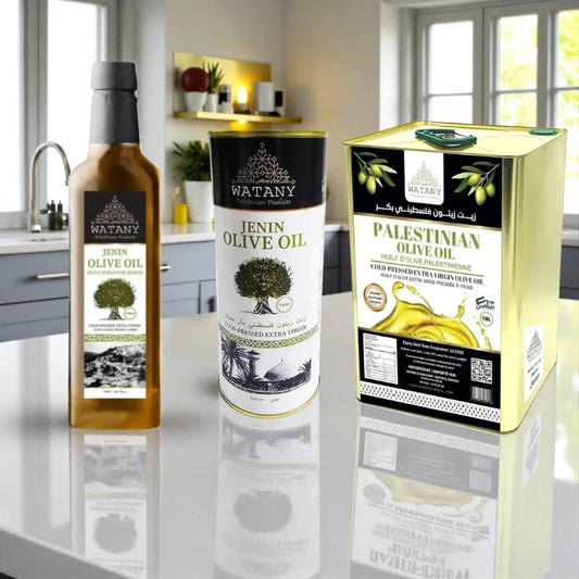 Huile d'olive palestinienne de Jénine – Huile d'olive extra vierge de qualité supérieure (options 750 ml, 1 L et 16 L)