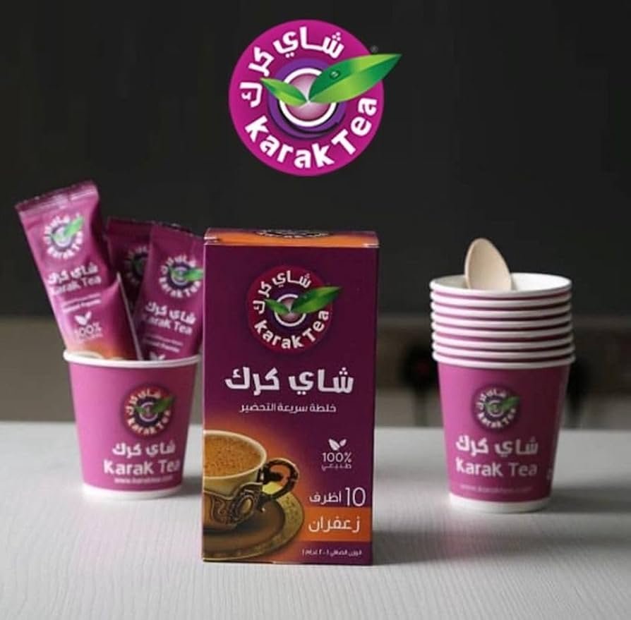 Karak Tea Préparation instantanée au safran - Lot de 5 (10 sachets de 20g chacun)