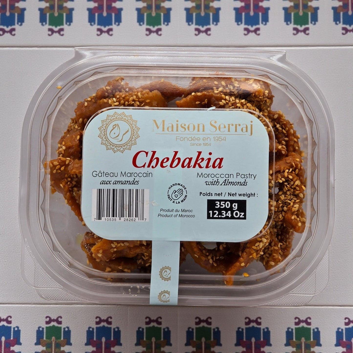 Maison Serraj Chebakia – Pâtisserie marocaine au sésame et aux amandes dans du sirop de miel (350g)