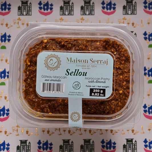 Maison Serraj Sellou – Pâte à tartiner pâtissière marocaine aux amandes et au sésame (250 g)