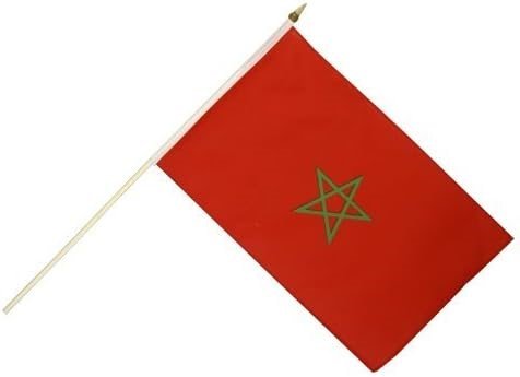 Medium Morocco Flag with stick 12"x18"(30x45cm)