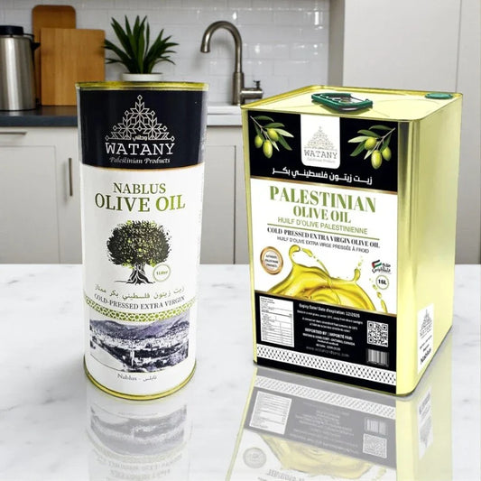 Huile d'olive palestinienne de Naplouse – Huile d'olive extra vierge de qualité supérieure (bidons métalliques de 1 L et 16 L)