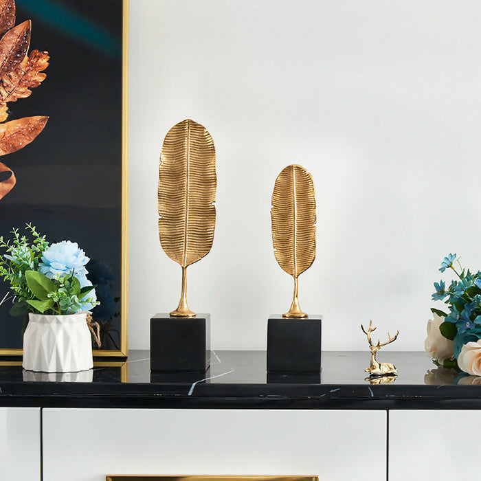 Anyhouz Gold Feather Sculptures Tabletop Home Decor