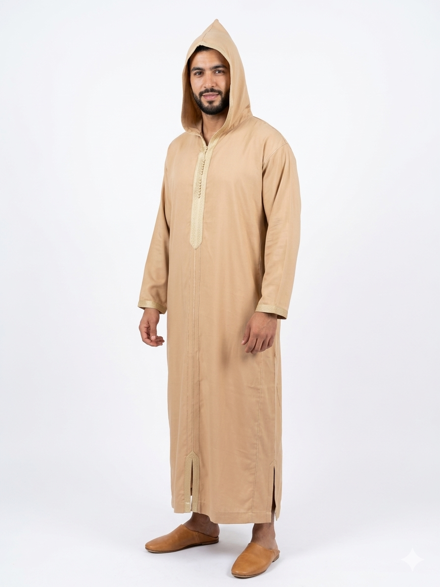 Authentic Handcrafted Moroccan Djellaba – Premium Mlifa Fabric – Camel