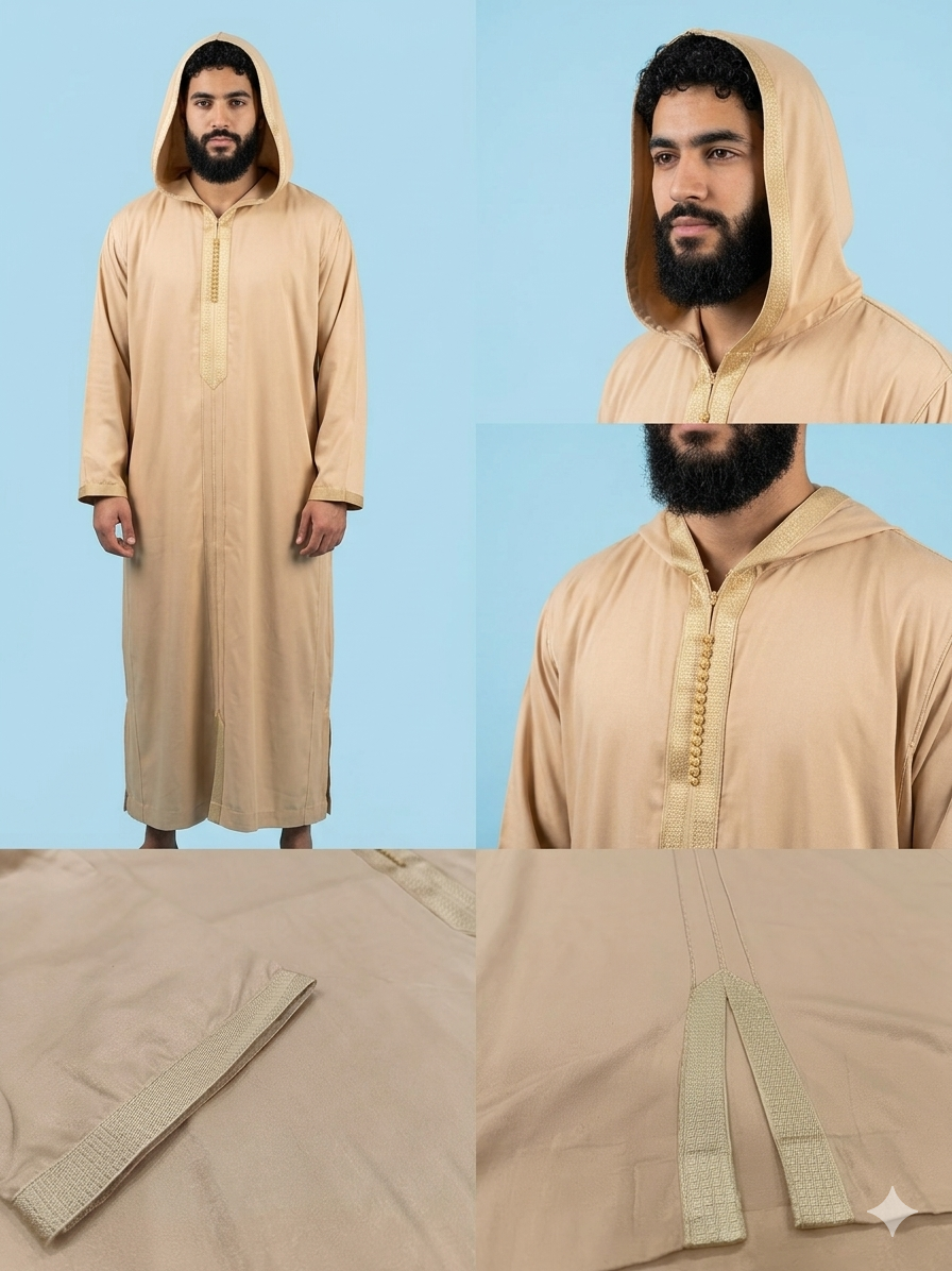 Authentic Handcrafted Moroccan Djellaba – Premium Mlifa Fabric – Camel