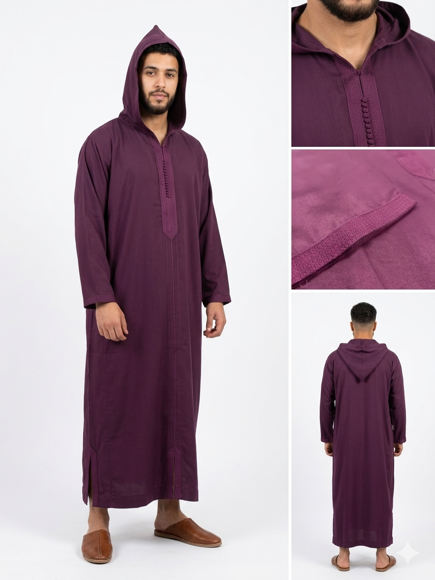 Djellaba Marocaine Artisanale Authentique – Tissu Mlifa Premium – Or Rose