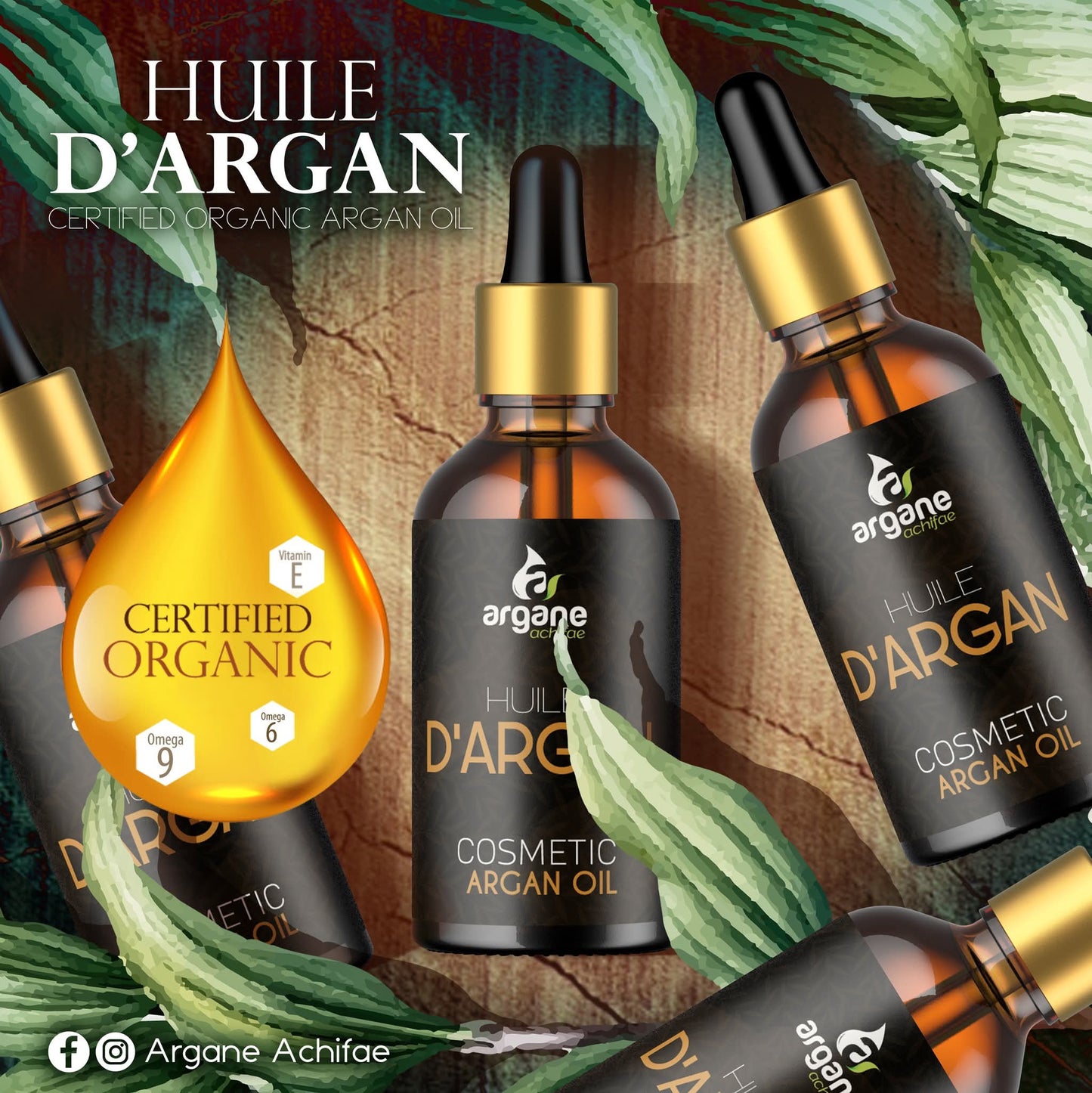 Argane Achifae-Huile d'argan cosmétique 100% pure biologique 50 ml