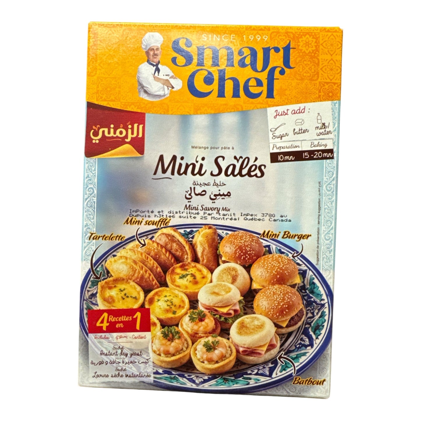 Smart Chef Mini Salés Mélange Salé 310g – 4 Recettes en 1 (Mini Burgers, Batbout, Tartelettes & Soufflé)