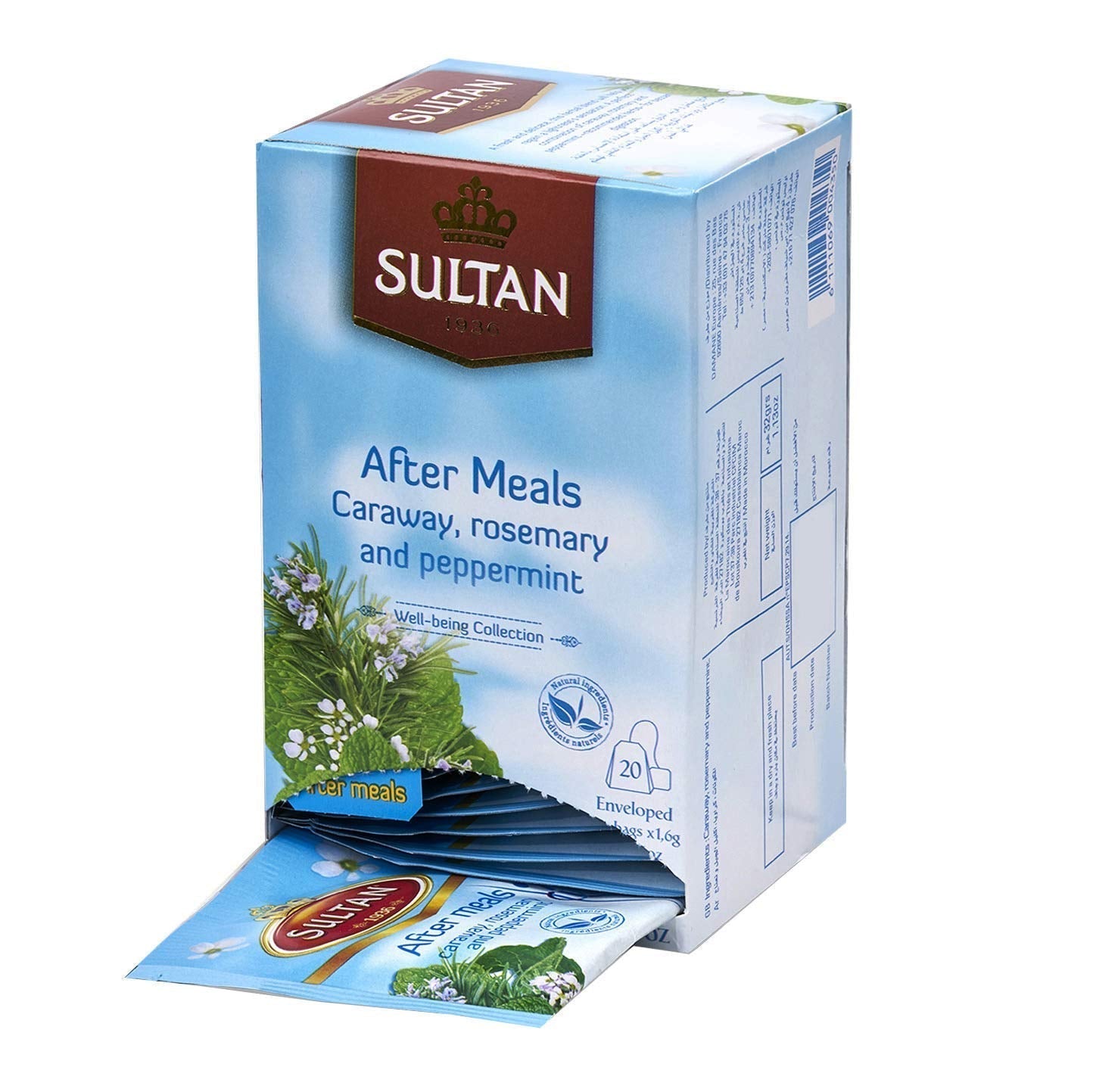 SULTAN Collection Tisanes Après Repas : Carvi, Romarin & Menthe Poivrée – Lot de 5 de 20 Sachets Chacun