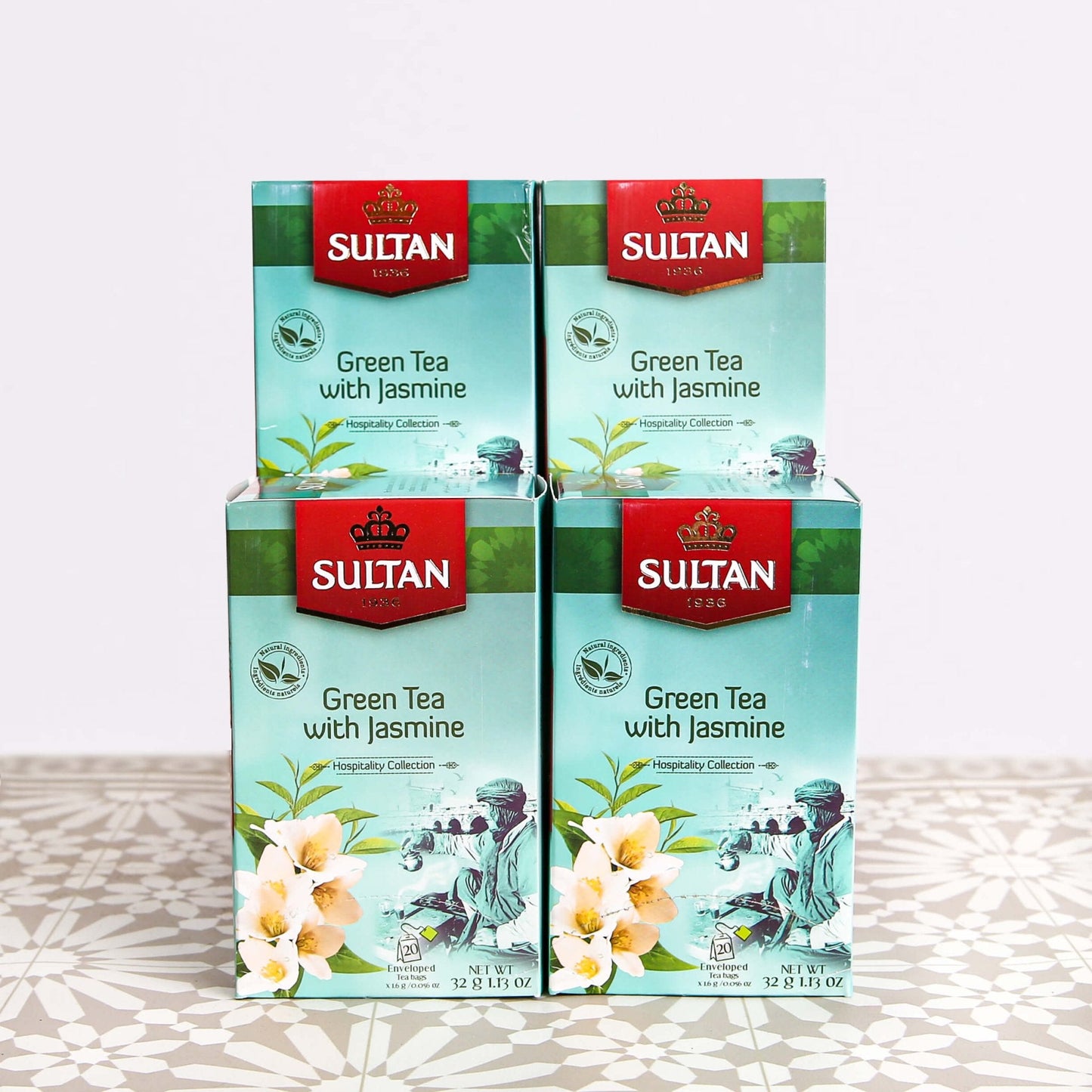 SULTAN Tisane Thé Vert au Jasmin - Lot de 5 (20 sachets chacun)