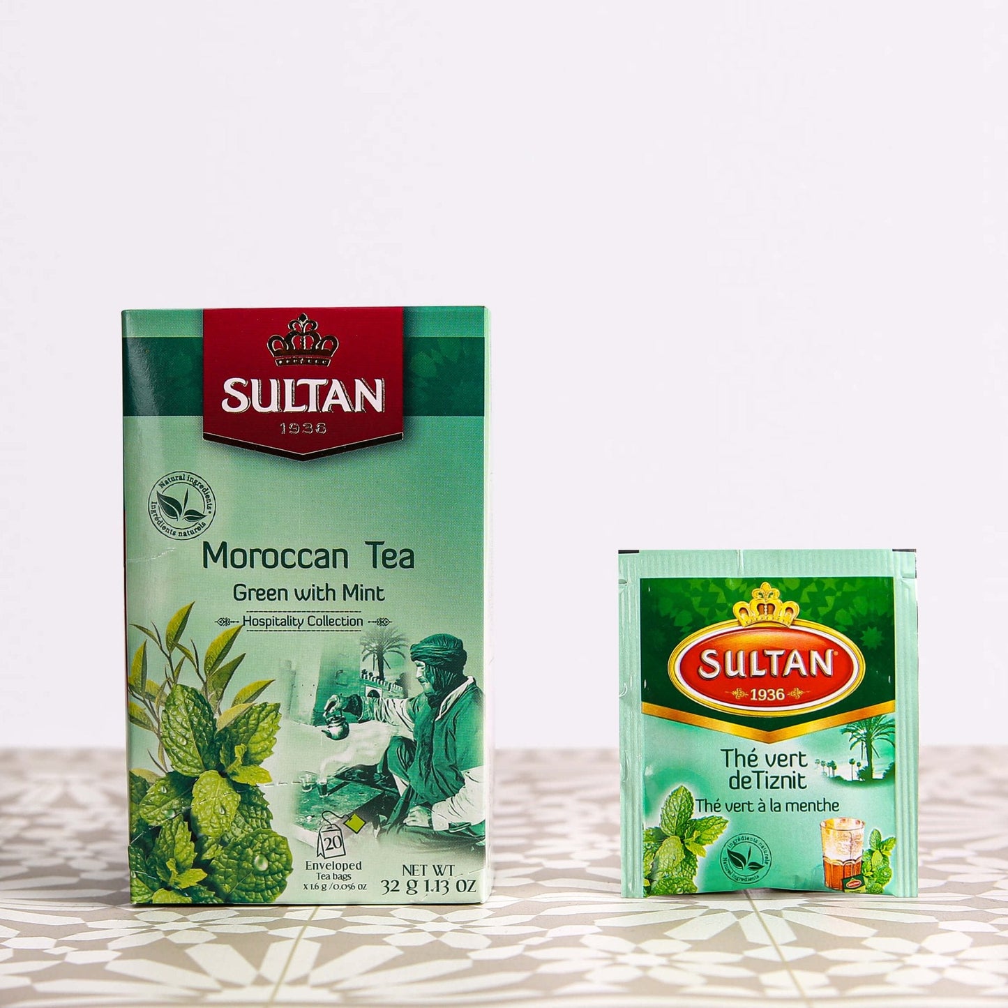 SULTAN Tisane Thé Vert Marocain Authentique à la Menthe 20 sachets