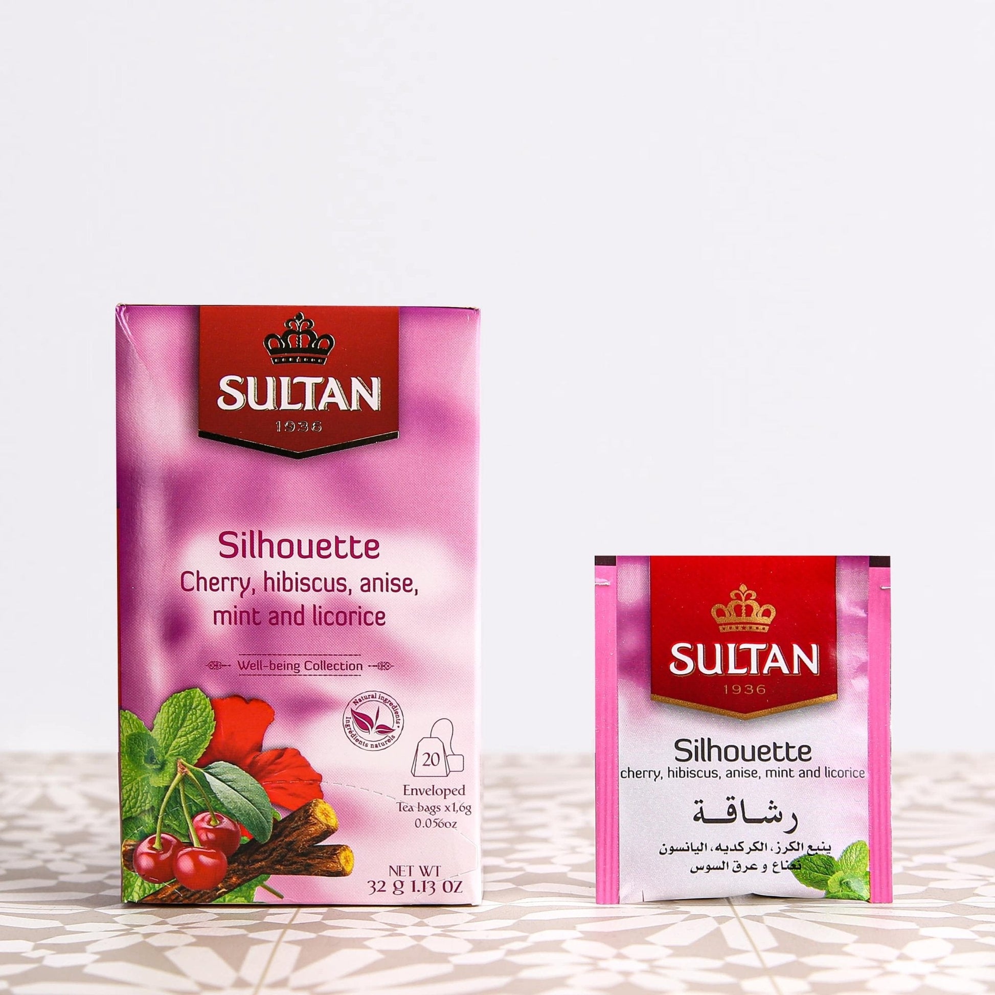 SULTAN Tisane Silhouette Tea : Cherry, Hibiscus, Anise, Mint & Liquorice - 5 Pack (20 Bags Each) FOODS ZaytunaMart.ca