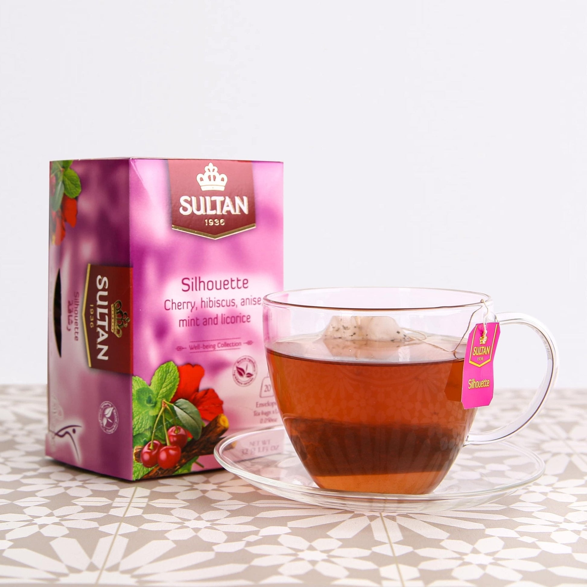 SULTAN Tisane Silhouette Tea : Cherry, Hibiscus, Anise, Mint & Liquorice - 5 Pack (20 Bags Each) FOODS ZaytunaMart.ca