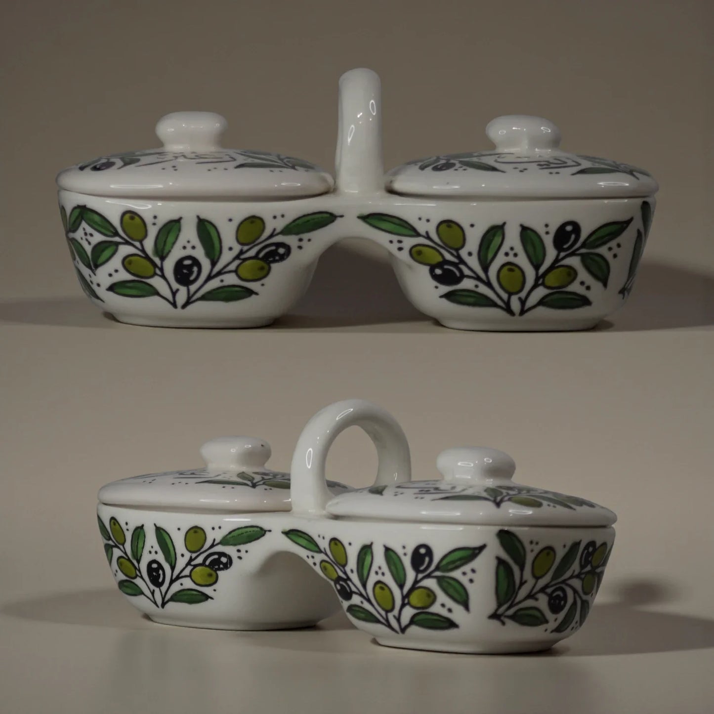 Olive Oil & Za’atar Plates Set – Handmade Ceramic Serving Dish (12×11.5×23.5 cm), 3 Colors