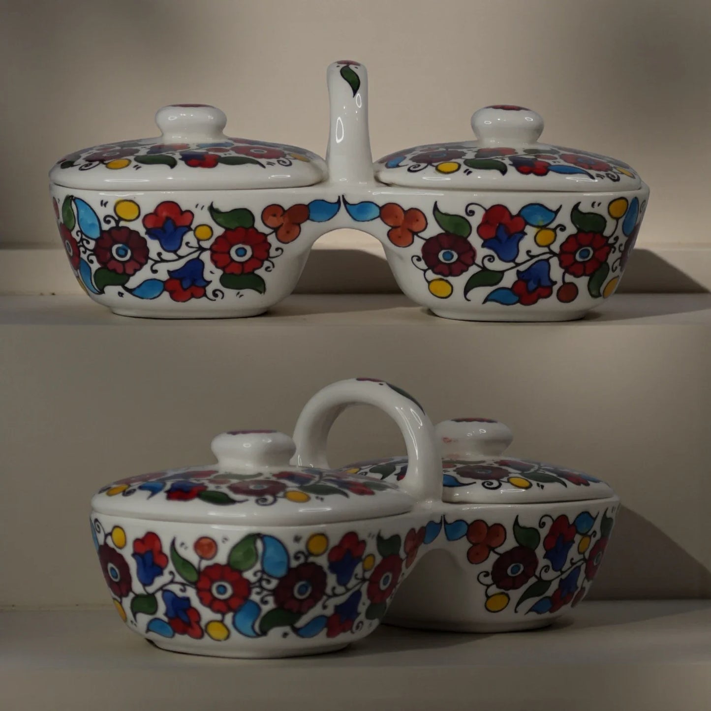 Olive Oil & Za’atar Plates Set – Handmade Ceramic Serving Dish (12×11.5×23.5 cm), 3 Colors