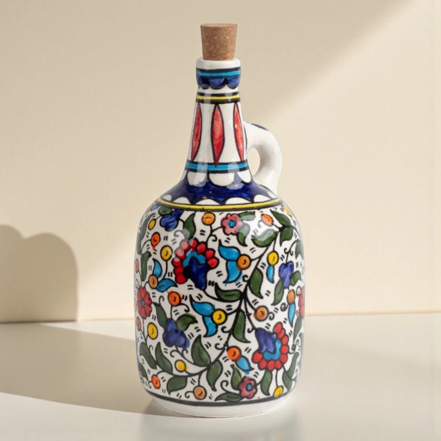 Large Ceramic Oil Bottle 12×12×25 cm – Handmade Olive Oil Dispenser & Kitchen Accessories Decor