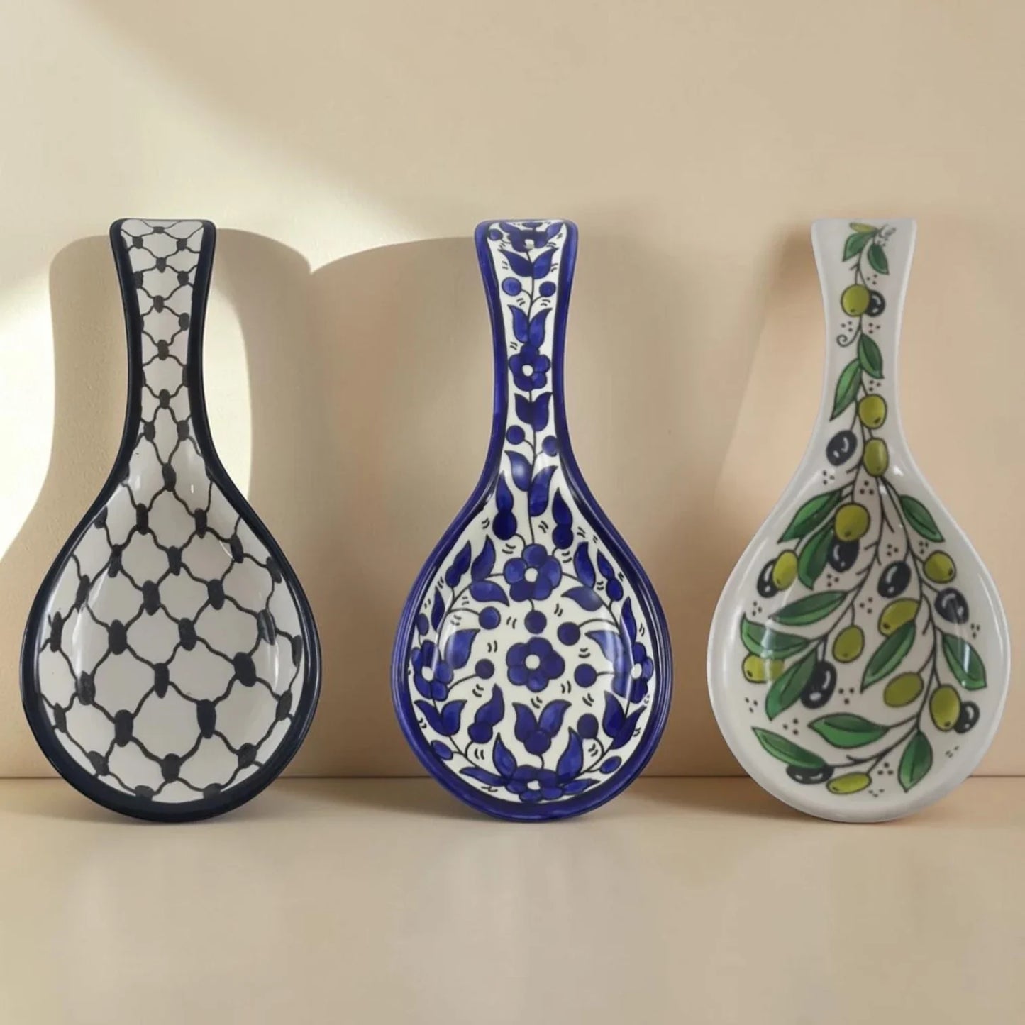 Handcrafted Palestinian Ceramic Spoon Rest – Large Spoon Holder, Kitchen Utensil Set & Kitchen Accessories Decor