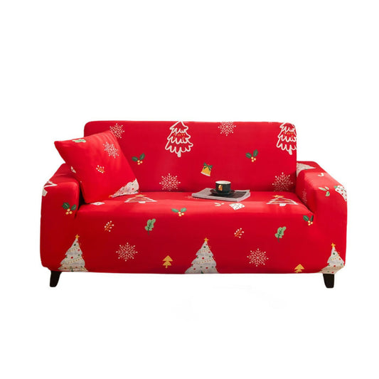 Anyhouz Sofa Cover Red Christmas Tree Design Non Slip Stretchable Slipcover