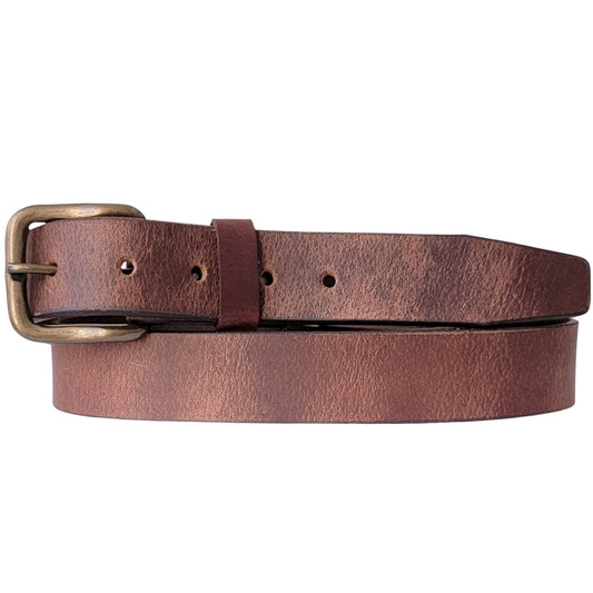 Brown Leather Belt - 35 mm Full Grain Distressed Leather Belt