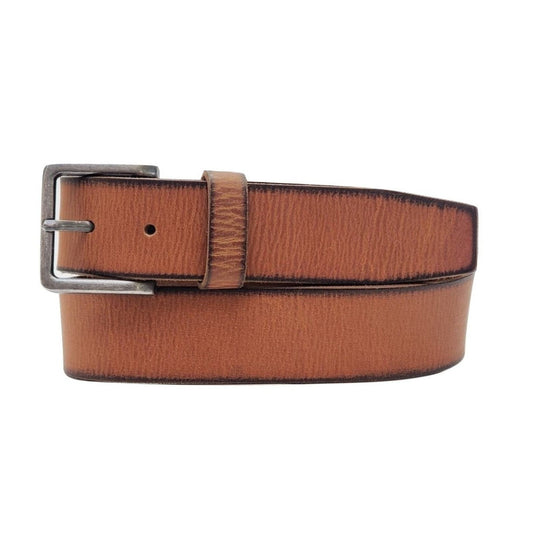 The Canyon Belt - Tan Leather Belt with Charred Edges