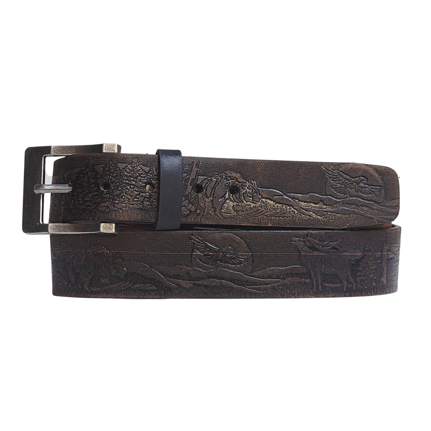 The Wildlife Belt - Cognac Embossed Full Grain Leather Belt Made in Canada