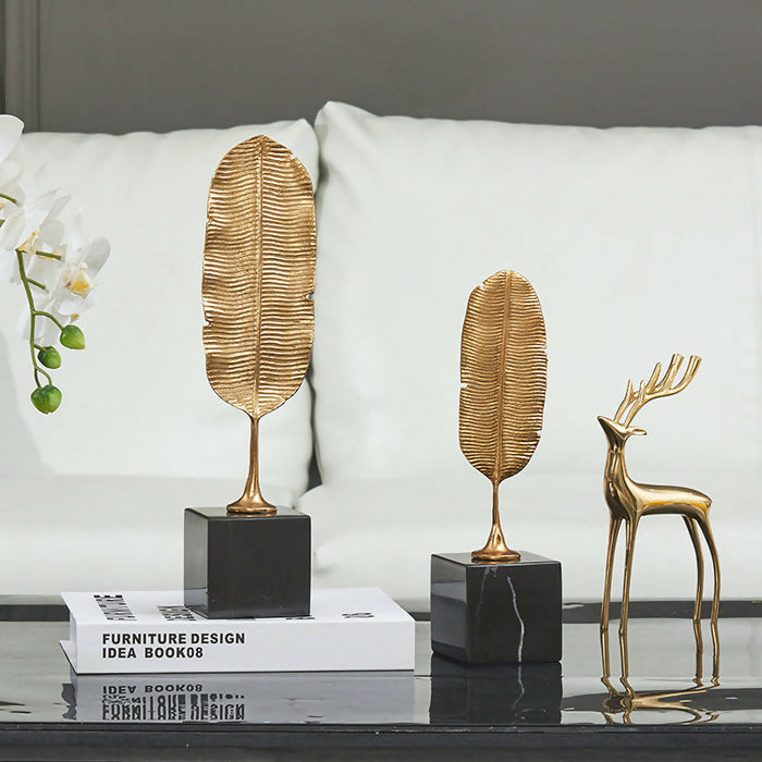 Anyhouz Gold Feather Sculptures Tabletop Home Decor