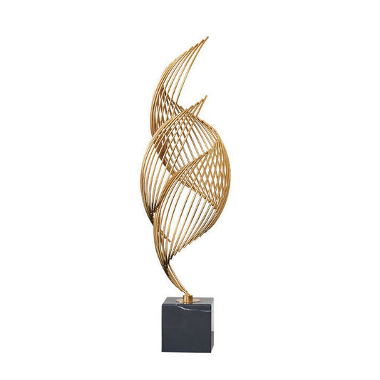 Anyhouz Spiral Leaves Luxury Gold Metal Tabletop Home Decor