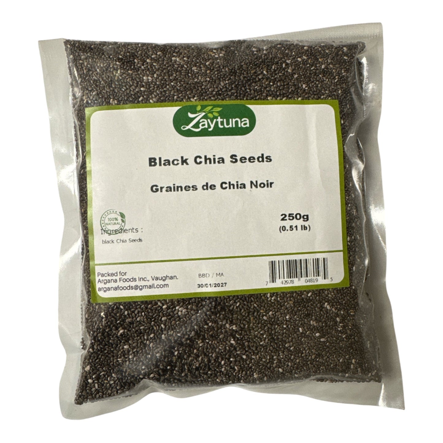 Zaytuna Black Chia Seeds 250g – 100% Natural Chia Seeds