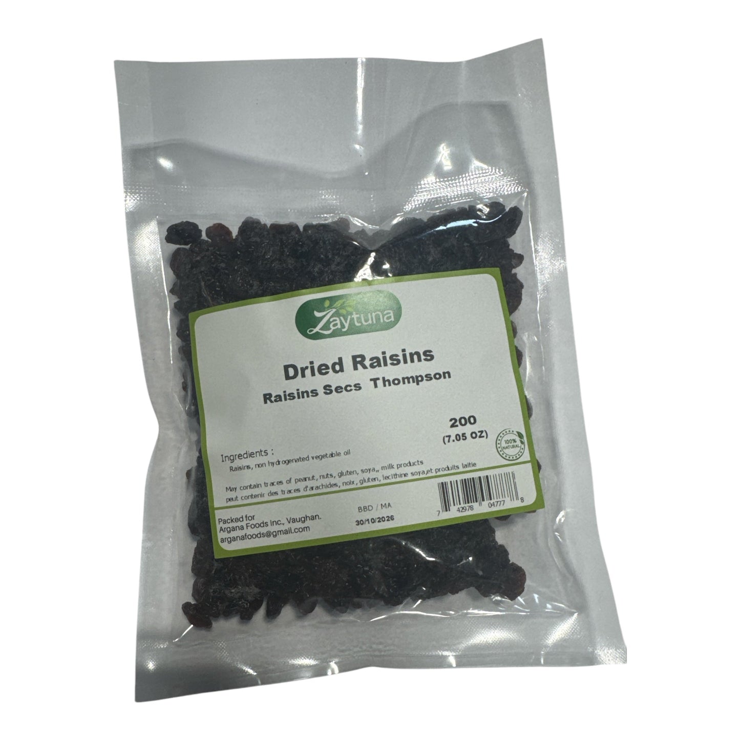 Zaytuna Raisins secs 200g