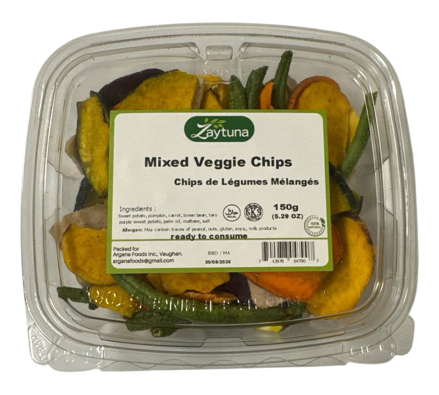 Zaytuna Mélange de 6 chips de légumes 150g