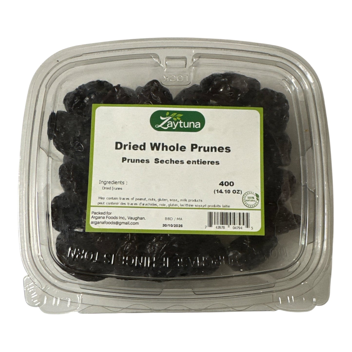 Pruneaux entiers secs Zaytuna 400g