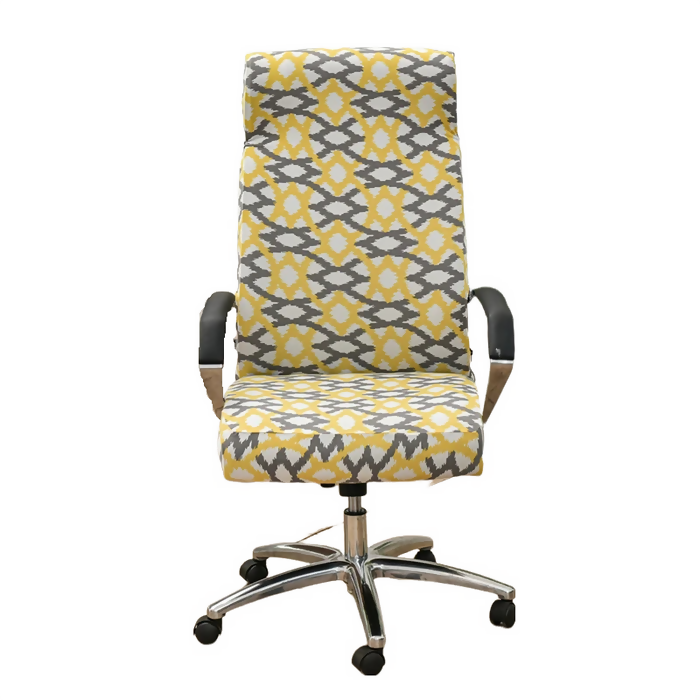 Anyhouz Office Chair Cover Light Yellow Pattern Non-Slip Rotating Seat