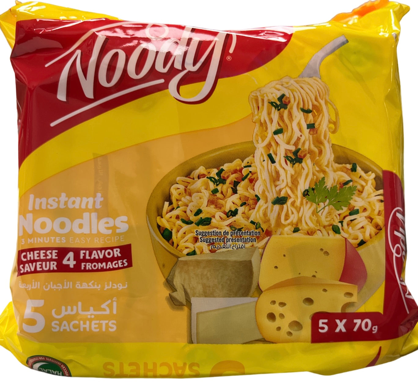 Noody Halal Instant Noodles 4 Cheeses   5x70g