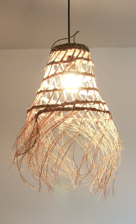 Moroccan Handwoven Seagrass Lampshade with fringes