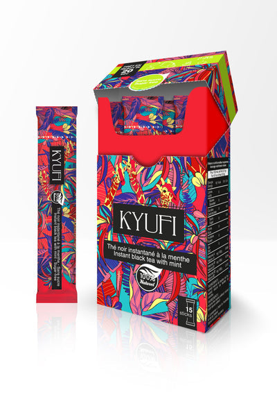 KYUFI Instant Black Tea with Mint sugar free 15 stick/pack  ( net weight 11.5g)