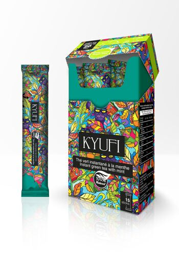 KYUFI Instant Green Tea with Mint sugar free 15 stick/pack ( net weight 13.5g)