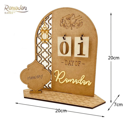 Wooden Ramadan Kareem Table Decoration and Calendar
